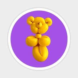 Yellow teddy bear balloon on purple Magnet